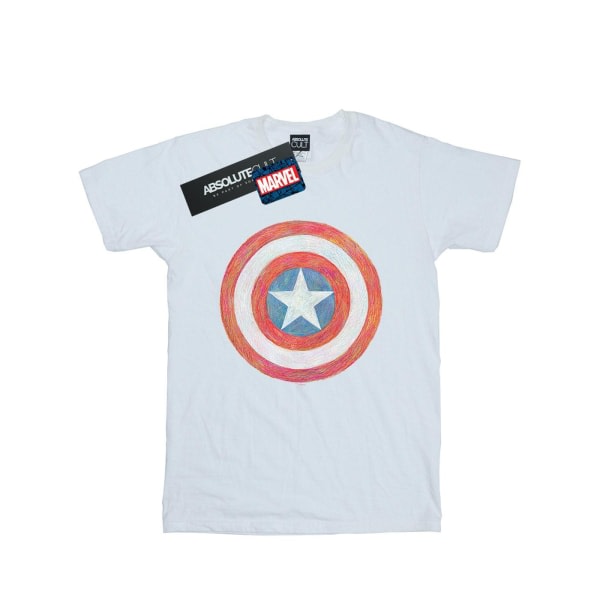 Marvel Mens Captain America Sketched Shield T-Shirt L Hvit Hvit L