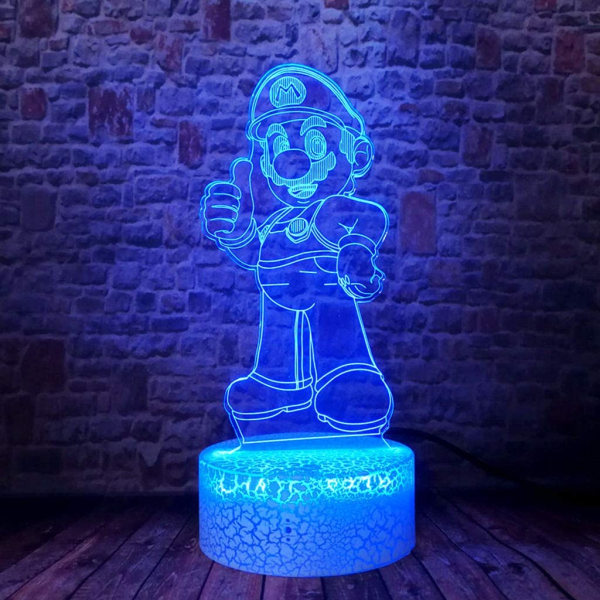 Super Mario Bros LED Anime Lamppu Työpöytä 3D Illuusio Yövalo