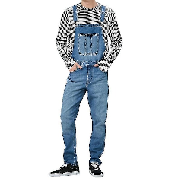 Perfekta jeansbyxor för män Jeansbyxor Overall Haklapp och hängslen Arbetsbyxor - Perfet Dark Blue