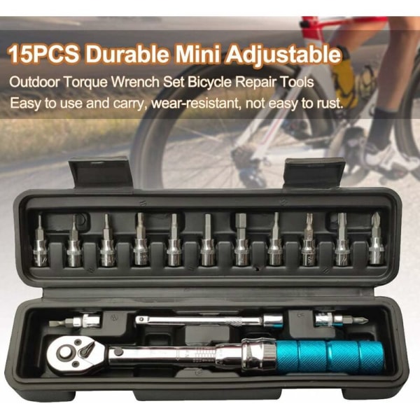 Justerbar minicykelmomentnøgle, cykelreparationsværktøjssæt