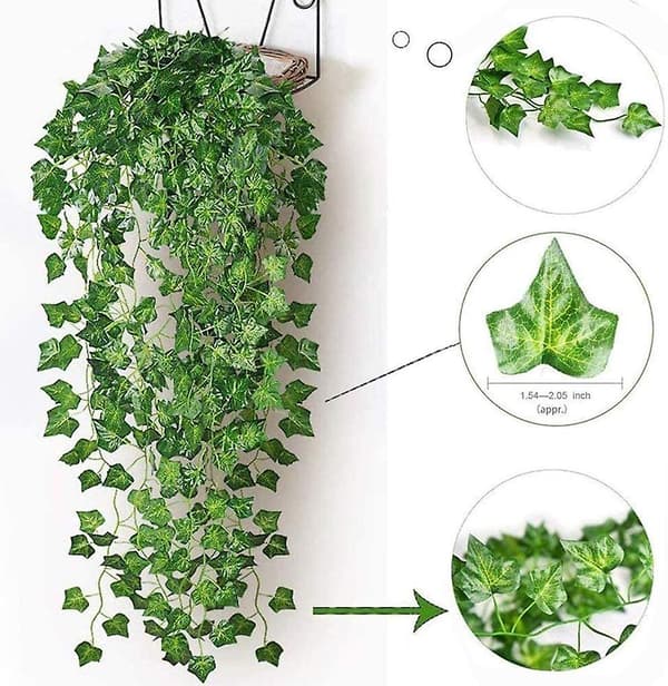 Kunstig vedbend, 2 stk. 2 m bladlyskæder, kunstige planter med 20 LED'er -FF-