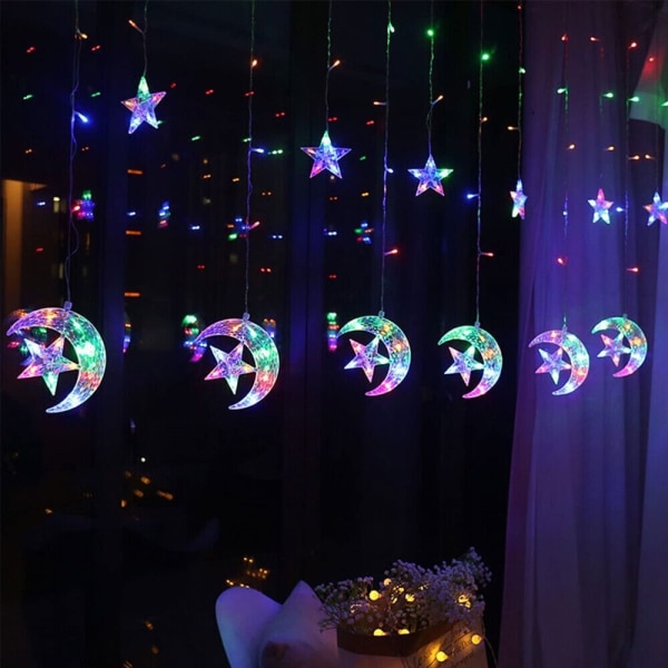 Eid Ramadan LED-gardinlys Fairy Lights EU-kontakt multicolor