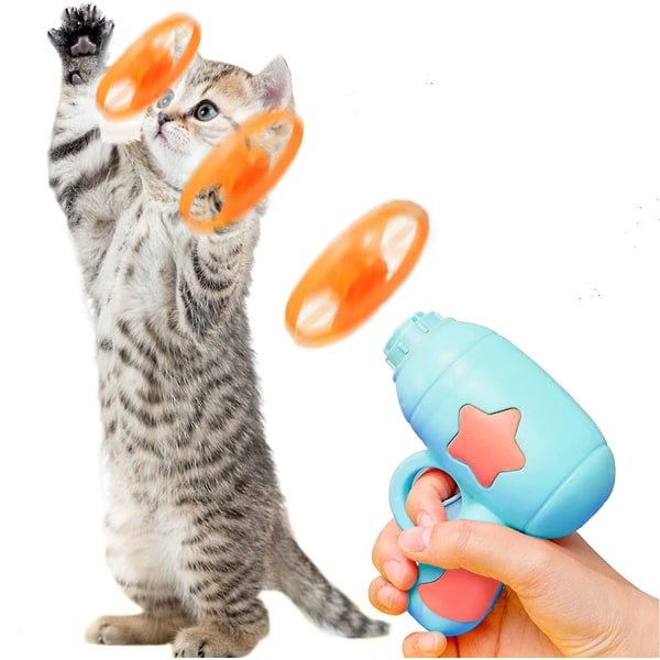 Katthenteleker Fargerike flygende propeller Katt jager flygende propeller Katt leker leke med 1 utskytningsanordning &amp; 10 plater