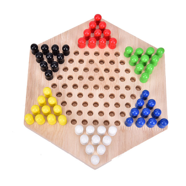 1st Traditionell Hexagon Wooden Checkers Family Game Set burlywood