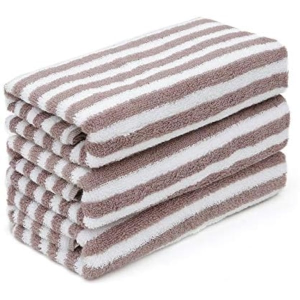 Supermjuka Thanksgiving-handdukar Randiga bomullshanddukar med hengögla Høyabsorberende håndduk for badet 34*74 cm (brun) Sett med 3