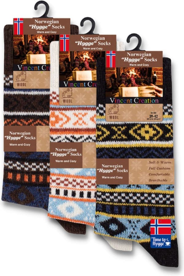 3 par uldsokker, Hygge blandede farver (sort, grå og hvid), vinterstrømper til kvinder, størrelser 43-46 Gray 43-46