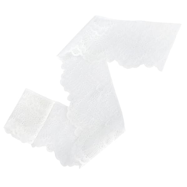 Lace Ribbon Unilateral Wave Pattern White Nylon Gift Decoration Sewing Accessories 10 Yards Long-FF- 0.1