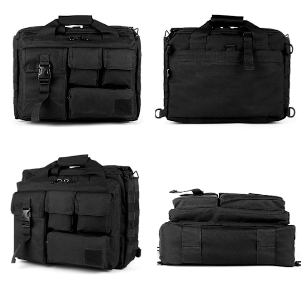 Multifunktionell herrnylon axelväska laptop messenger väska handväskor laptop väska skolväska stor nog för 15,6\" laptop/kamera (svart)