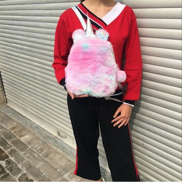 Fluffig Ryggsäck för Barn / Unicorn Väska - Rosa 235
