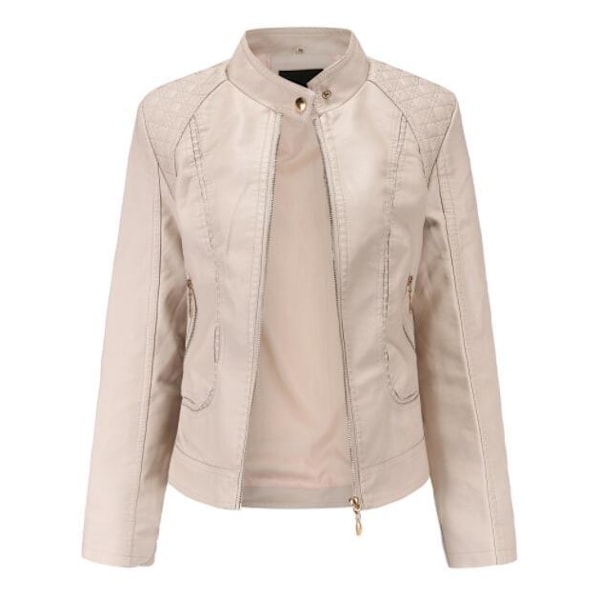 Damejakker i kunstlær, motorsykkelkåpe beige beige M