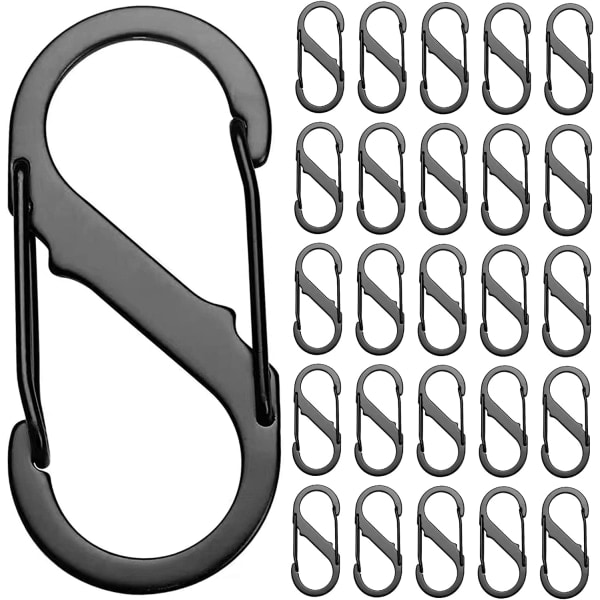 25 Pack S-Shaped Keychain Carabiners, 8 Small S-Shaped Carabiners, 2 Openings, Camping, Hiking