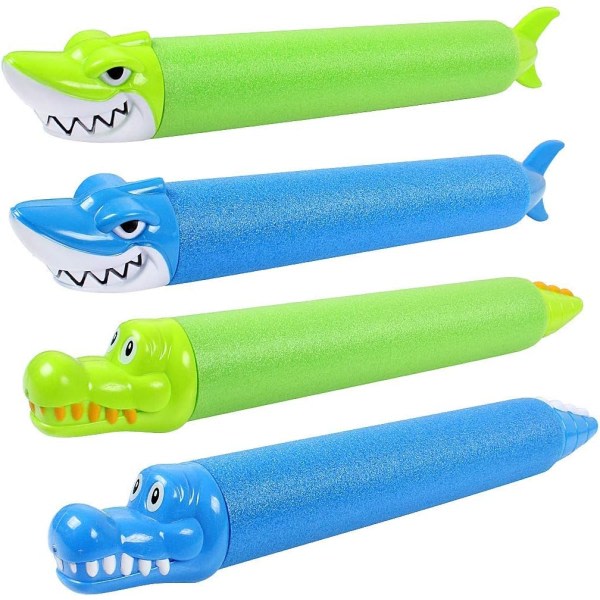 4-pack Squirter Guns, Shark Shape Super nedsenkbare vannpistoler, Sommervannpistolaktiviteter for barn, Pool Water Gun Fighting Leksaker