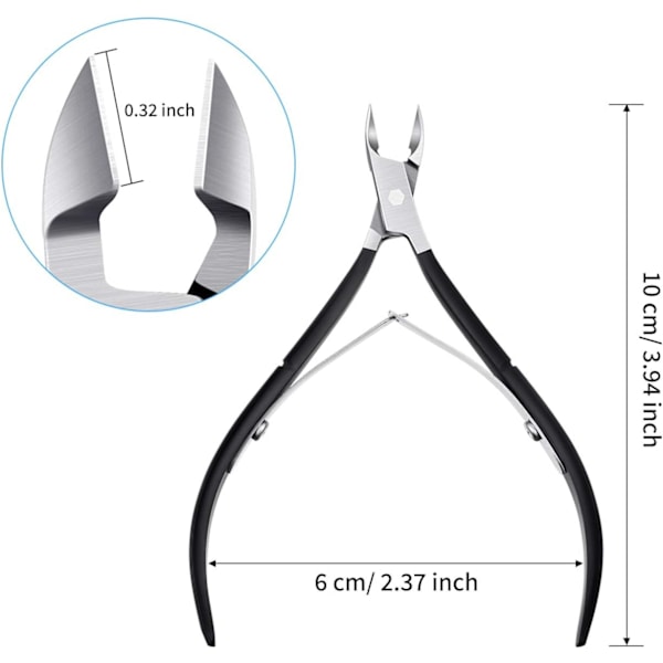 3-pak neglebåndssaks, spidse blade, neglebåndstrimmer i rustfrit stål, neglesaks, manicureværktøj til negle, ingen neglebåndsskubber (sort)