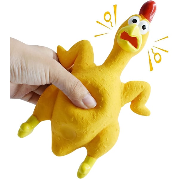 Klem den skrigende kylling, skrigende kyllingelegetøj, grov gave til gummikrympning