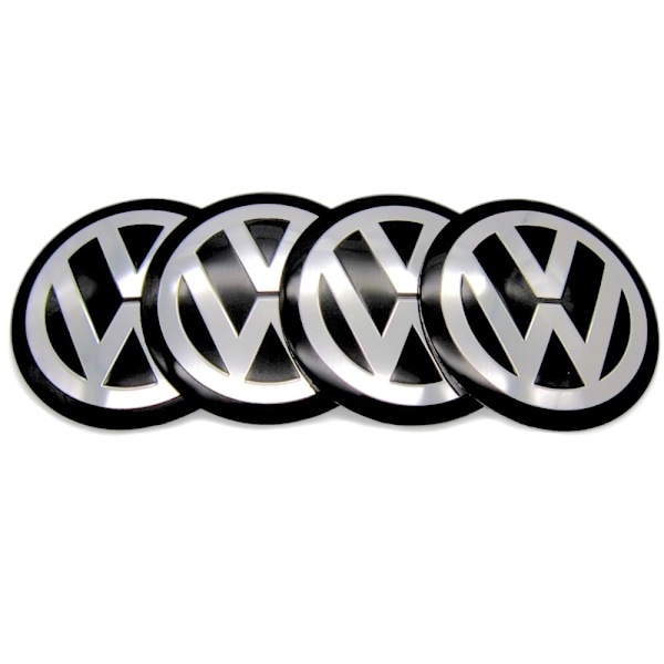 4-Paketti - Volkswagen VW Keskiöpyörät / Navan Emblem - Auto Hopea Silver 56 mm - Självhäftande