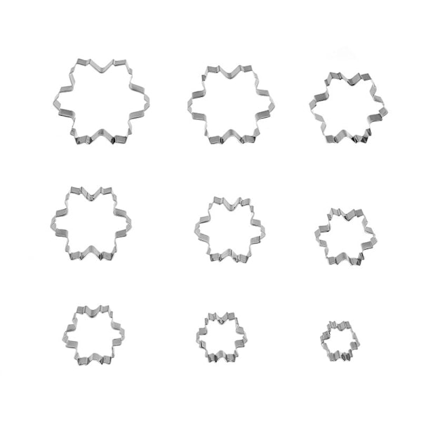 9 stk Snøfnugg Form Rustfritt Stål Kakeform