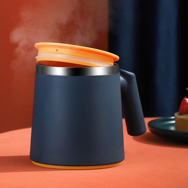 420 ml vannkopp Anti-skald lekkasjesikker med deksel Kaffe rustfritt stål isolere varmekopper for bar mørkeblå