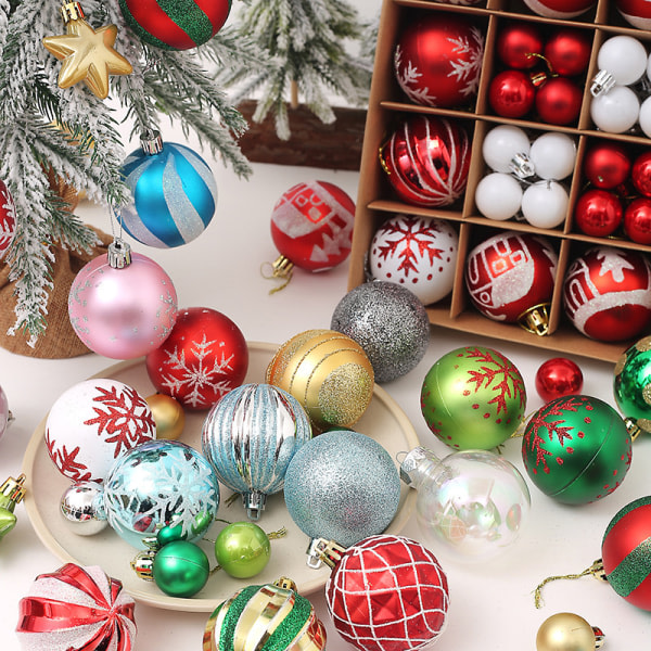 44 osaa joulumaalatut pallot set joulukuusen koristelu 2aef | Fyndiq