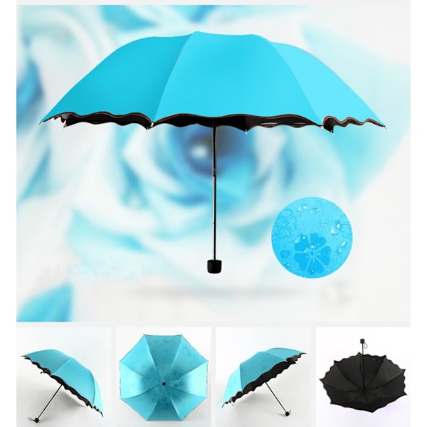 Damparasoll Paraply UV-skydd för kvinnor Parasol Lätt Anit-UV Paraplyer för Sommarsolskydd Sky Blue