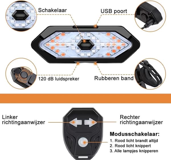 Sykkelblinklys LED trådløst batteridrevet