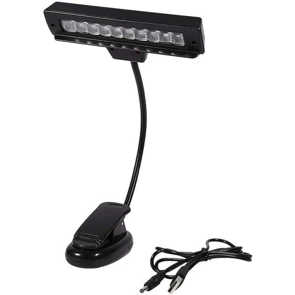 Clip On Book Light, Portabel 10 LED Clip-On Music Stand Clamp