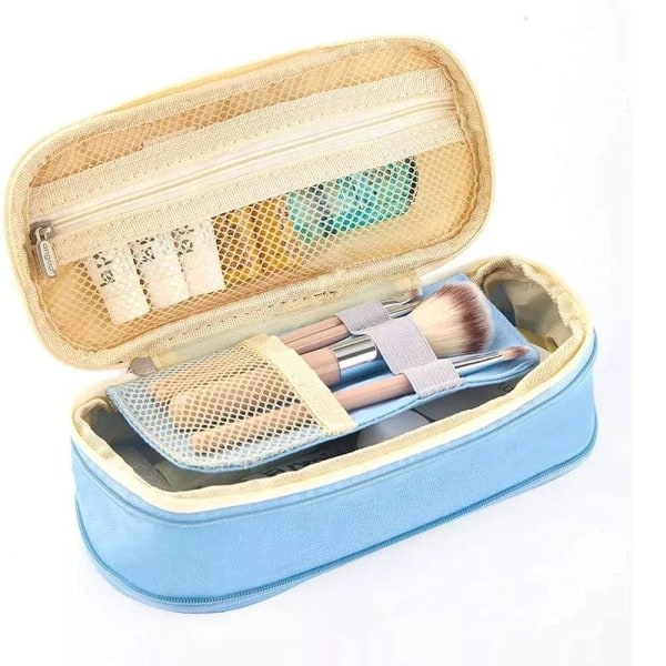 Canvas Case, Koulumatkalaukut Penaalilaukku Taitettava lyijykynäpussi opiskelijoille Classic Pocket Cosmetic Bag Case kynäteline (vaaleansininen)