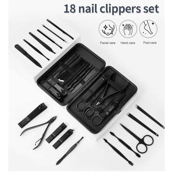Negleklipper Manicure Sæt 18 STK Grooming Kit til tykke negle