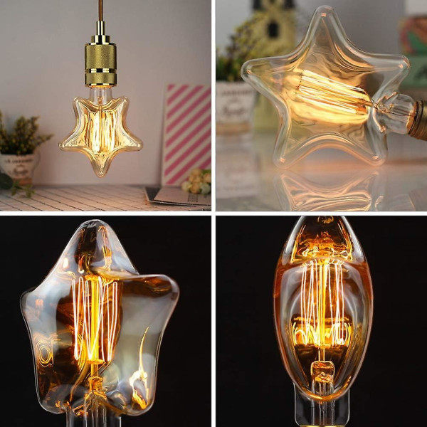 Pærer i uregelmæssig form, gammeldags antik retro kunst dekorative pærer, der er egnede til bryllup, soveværelse, boligindretning Lantern