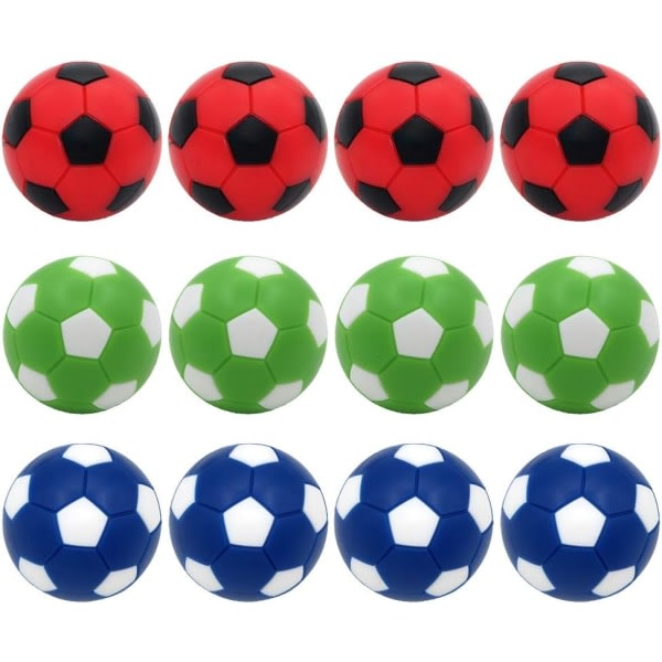 Ersättningsbold for bordfodbold, fodbold, minifodbold 36 mm, officiel fodbold, flerfärgad fodboldstillbehörspakke med 12
