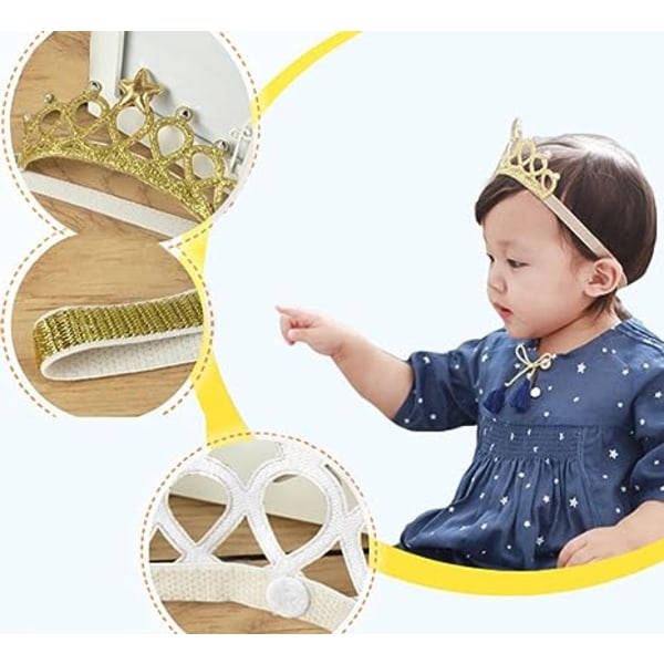 Superelastiskt pannband för baby, flickor, mjukt pannband (guld/hopea)