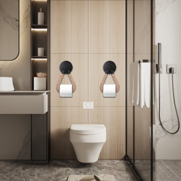 Toalettpappershållare, Toalettrullehållare med telefonhylla, 304 rostfritt stål, utan borrning Väggfäste för badrum (linne)