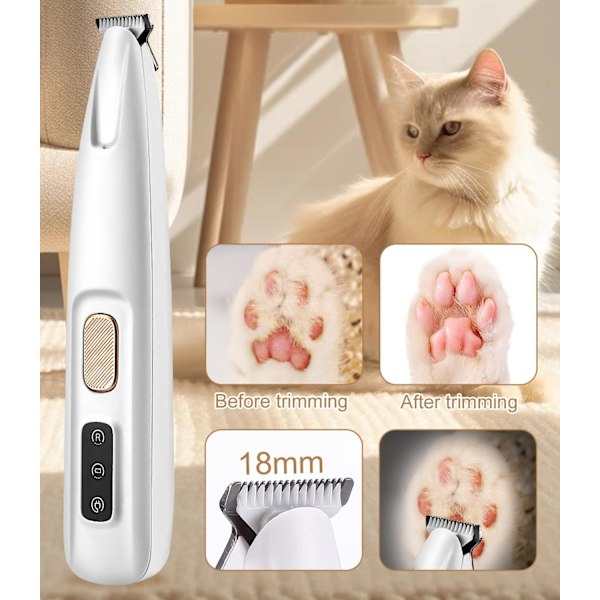 Paw Trimmer for Dogs - Quiet & Efficient Paw Groomer with LED Light