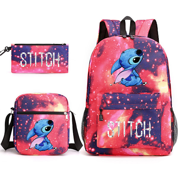 Lilo & Stitch Ryggsäcksset skolväska. .- Perfekt star red