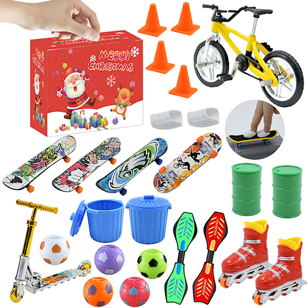 Mini Finger Skateboard Adventskalender 24 dager jul med fargerike brett for barn tenåringer voksne