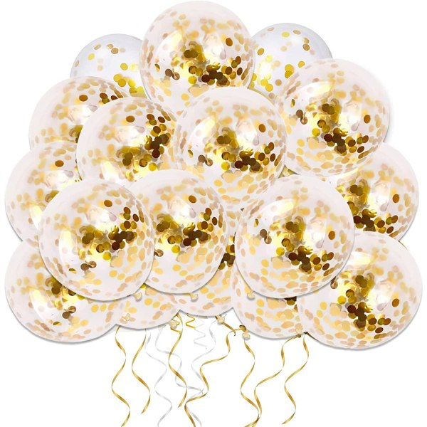 Gullkonfettiballong, 50 stk 12 tommers latex partyballonger med