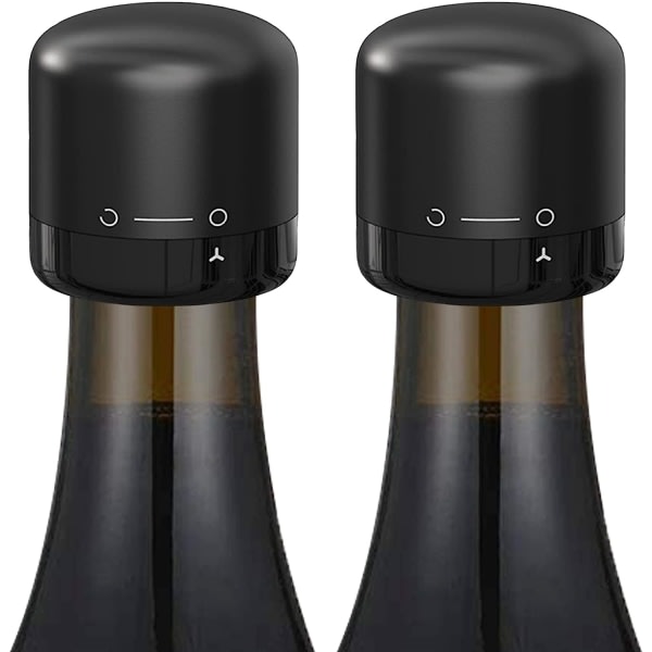 Vinflaskpropp Silikonförseglad 2-pack, Twist Top vinförslutning for vinflaskor, liten vinstoppare, svart