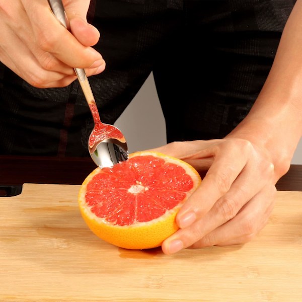 5 stk Grapefruktskjeer, Rustfritt Stål Grapefruktskje Bestikksett, Serrated Kant & Tykt Håndtak, Sølv
