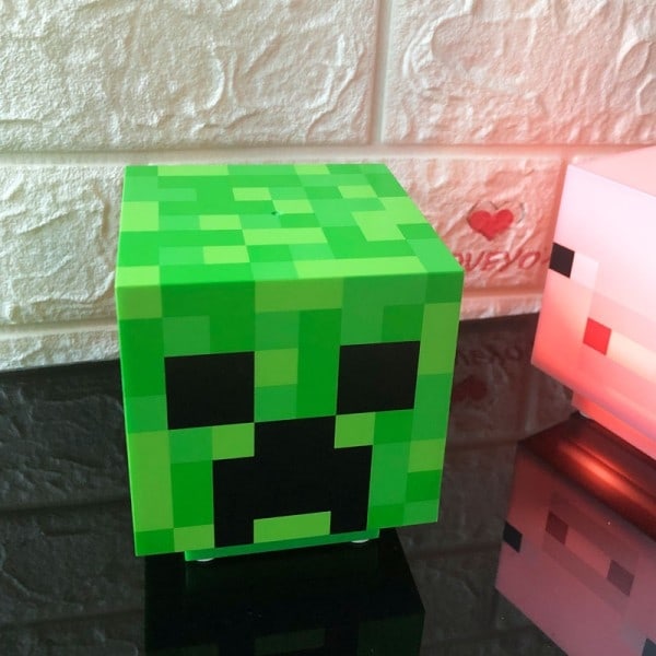 Minecraft Creeper-lampe, dekorativ natlampe, LED-lampe med lydeffekter, genopladelig, børnelampe, væglampe (grøn) - Xin