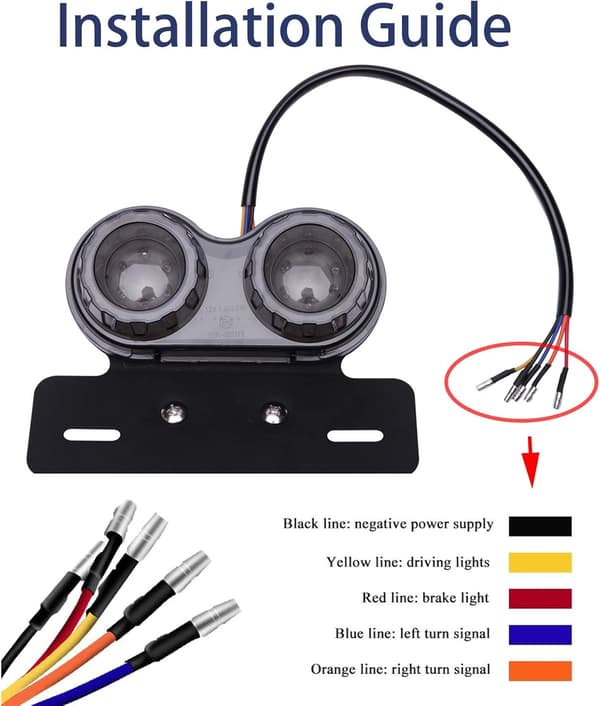 40 LED Motorcykel Baglygte Integreret Bremselys Indikator Kørelys med Nummerpladeholder (Sort Linse)