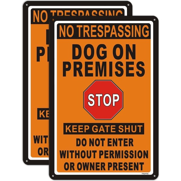 Pack No Trespassing-skilte - "Hund på plads" - Reflekterende vejrbestandige aluminiumsskilte - Let at installere