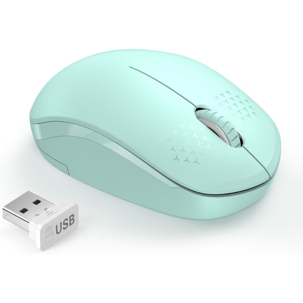 Trådlös mus, 2,4G Noiseless Mus ja USB mottagare - För PC, Tablet, Windows Mint Green