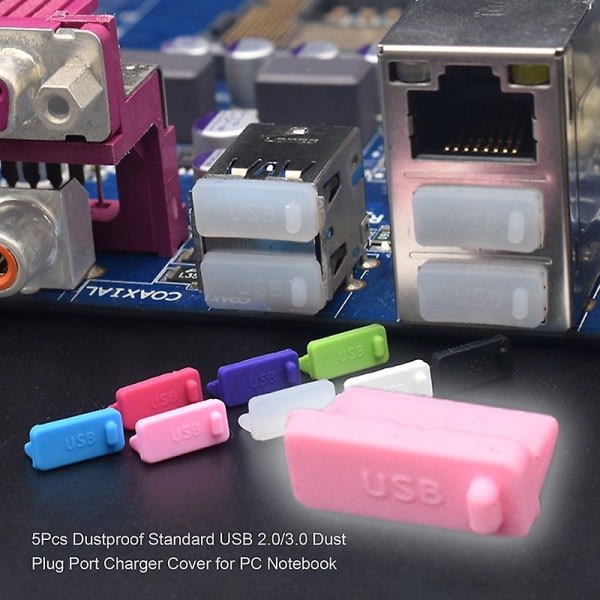 5 kpl pölytiivis vakio USB 2.0/3.0 pölytulpan portin cover kannettavalle tietokoneelle Vihreä
