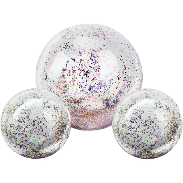 Uppblåsbar badboll, (3-pack) Giant Glitter Beach Ball Summer