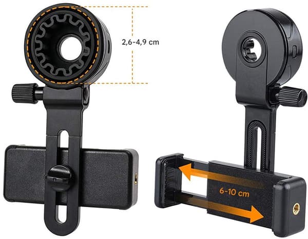 Smartphoneholder Teleskop Clip-On Universalbeslag til Spotlys Sort