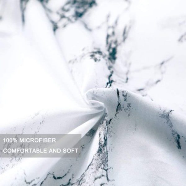 Queen sängkläder vit marmor 3 delar cover set