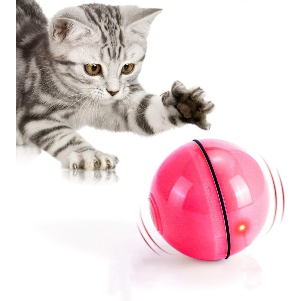Katteleke, lekeball med LED-lys, 360 graders automatisk rotasjon