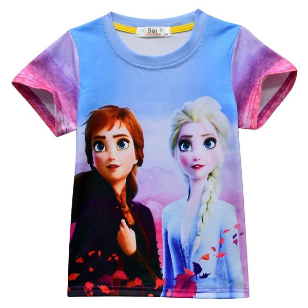 Tyttöjen Frozen Princess Print Lyhythihainen T-paita T-paidat 6-7 vuotta