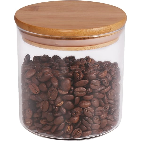 En matförvaringsburk i glas med lufttätt bambulock för te, kaffe, kryddor jne. 6,5cm*20cm + bambulukko 550ml