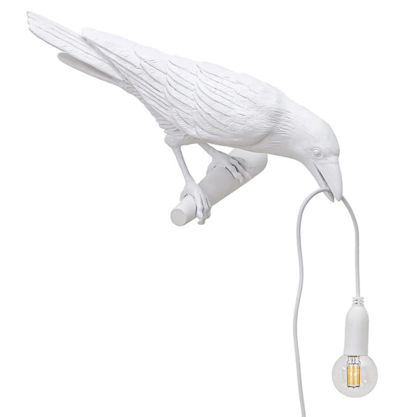 Bird Light Resin Raven LED-valo Makuuhuoneen seinävalaisin Pöytävalaisin Ruokailuhuone Olohuone Art Deco Oikea Valkoinen