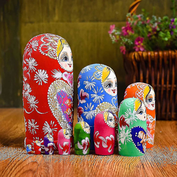 10 lager / set Matryoshka traryska dockor skrivbordsdekoration barn julklappar